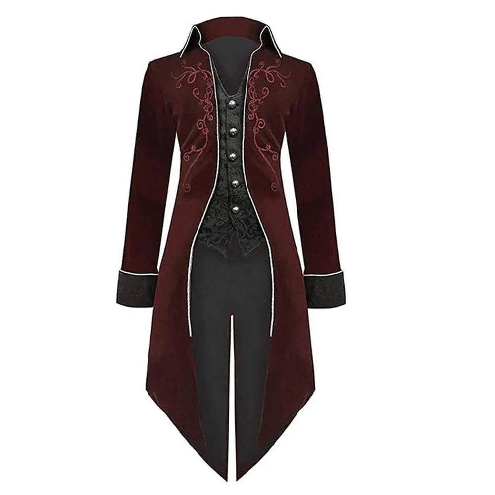 Medieval Steampunk Tailcoat Halloween Costumes Vampire Gothic Jackets Vintage Coat For Men - Azufun