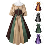 Medieval retro flying sleeves tie waist long one shoulder dress For Women - Azufun