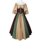 Medieval retro flying sleeves tie waist long one shoulder dress For Women - Azufun