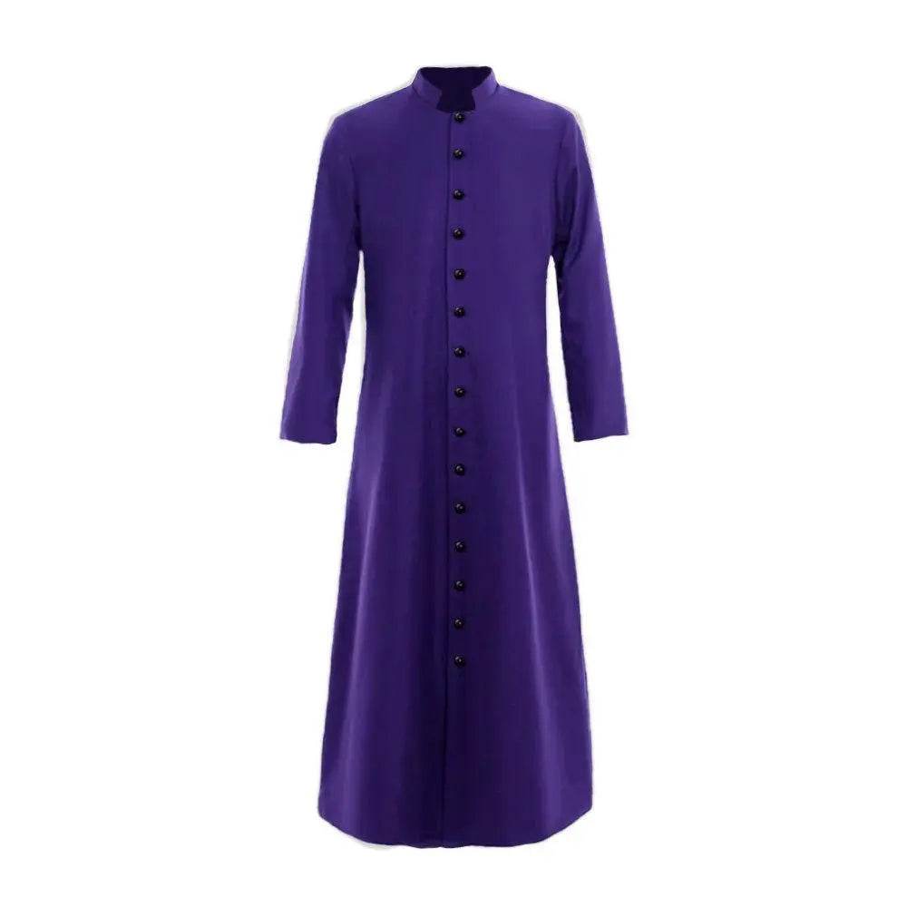 Men's Single Breasted Minister Choir Cassock Robe Costumes Party Performance - Azufun