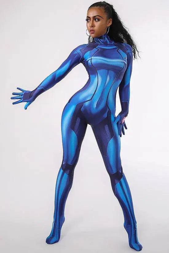 Metroid Samus Zero Cosplay Outfits Halloween Costume Zentai Bodysuit - Azufun