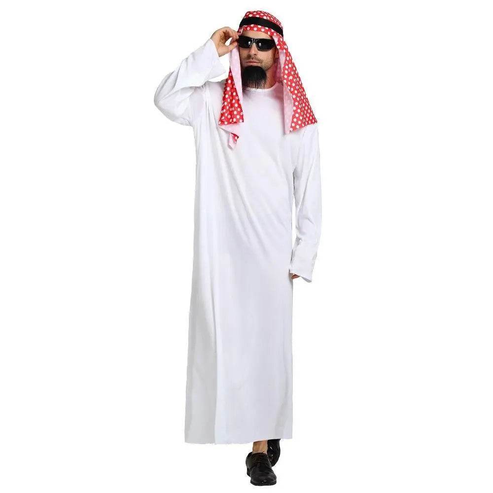 Middle East Dubai Prince adult male White Arab Red turban performance stage costume Cosplay - Azufun
