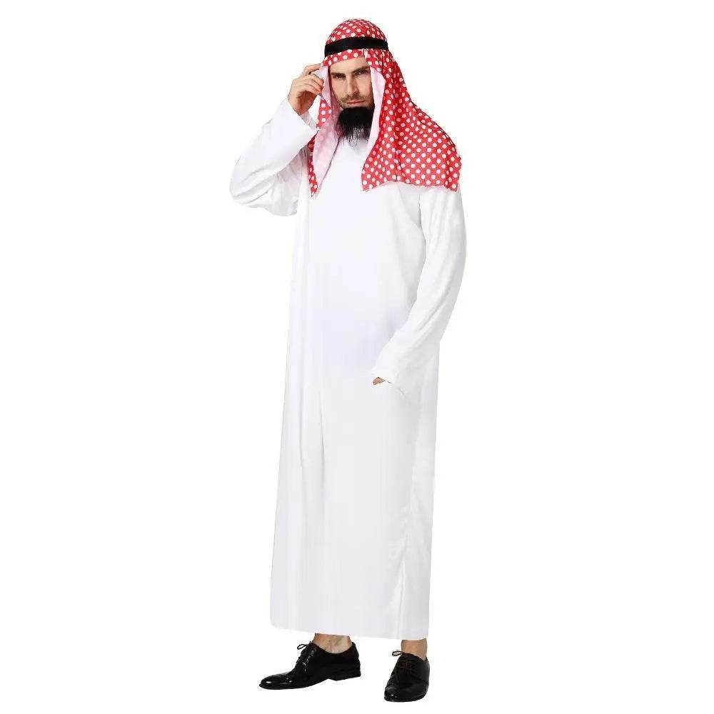 Middle East Dubai Prince adult male White Arab Red turban performance stage costume Cosplay - Azufun