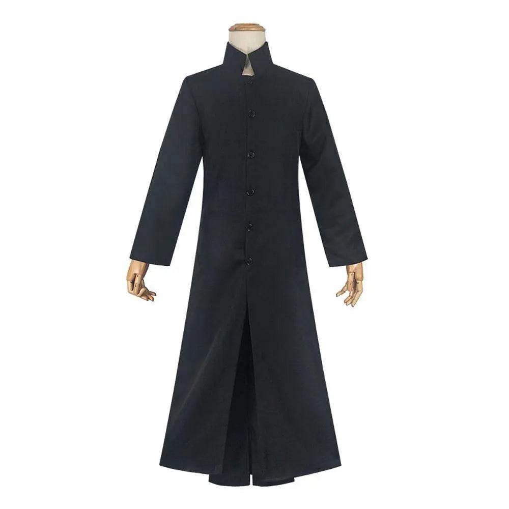 Movie The Matrix Cosplay Neo Costume Black Suit Cloak Pants Outfit Halloween Costumes for Men - Azufun