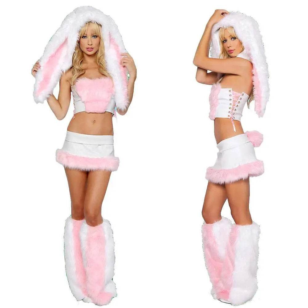 Pink Cute Floppy Bunny Rabbit Corset Easter Costume Halloween Cosplay - Azufun
