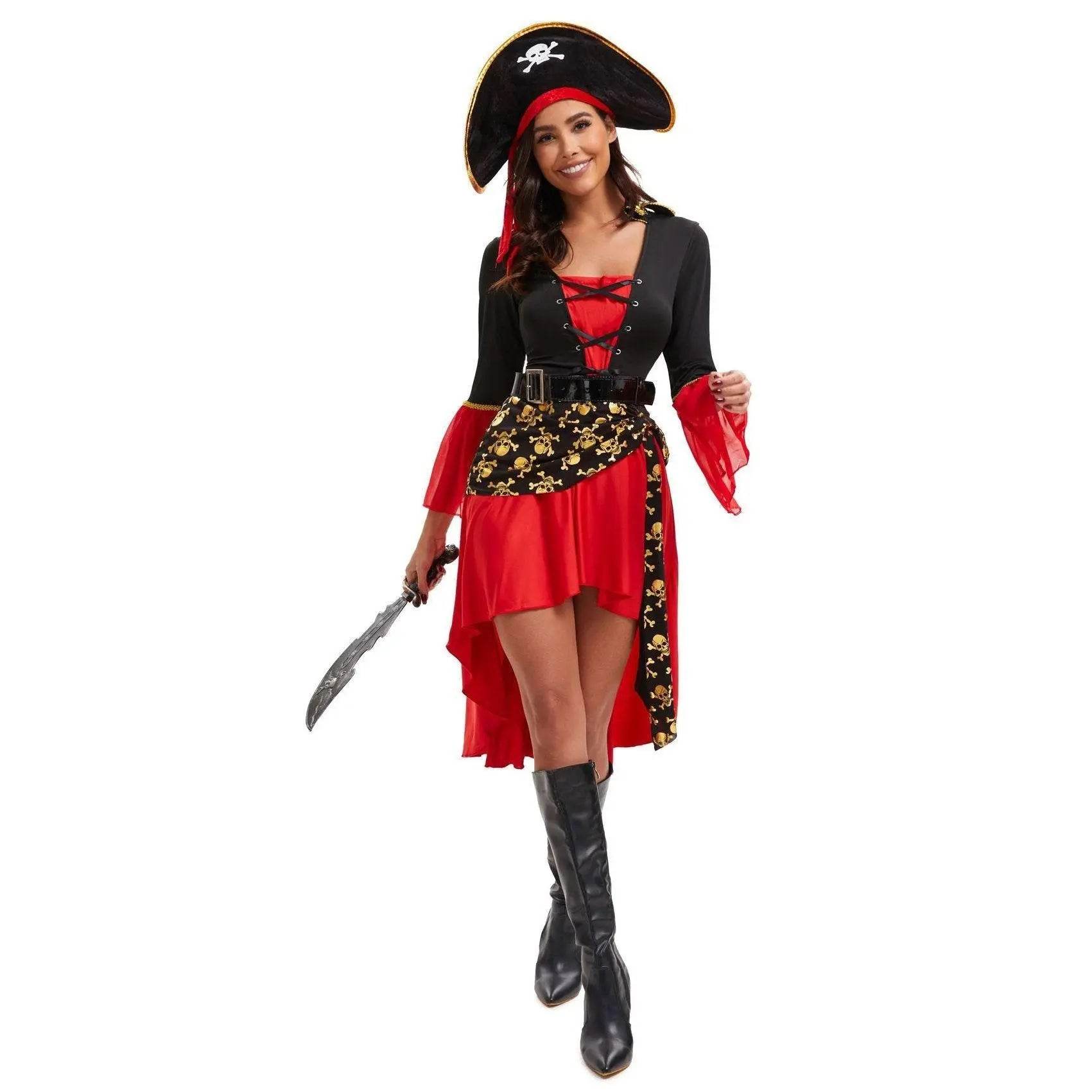 Pirate Outfit Vintage Cosplay Costume Carnival Halloween For Female - Azufun