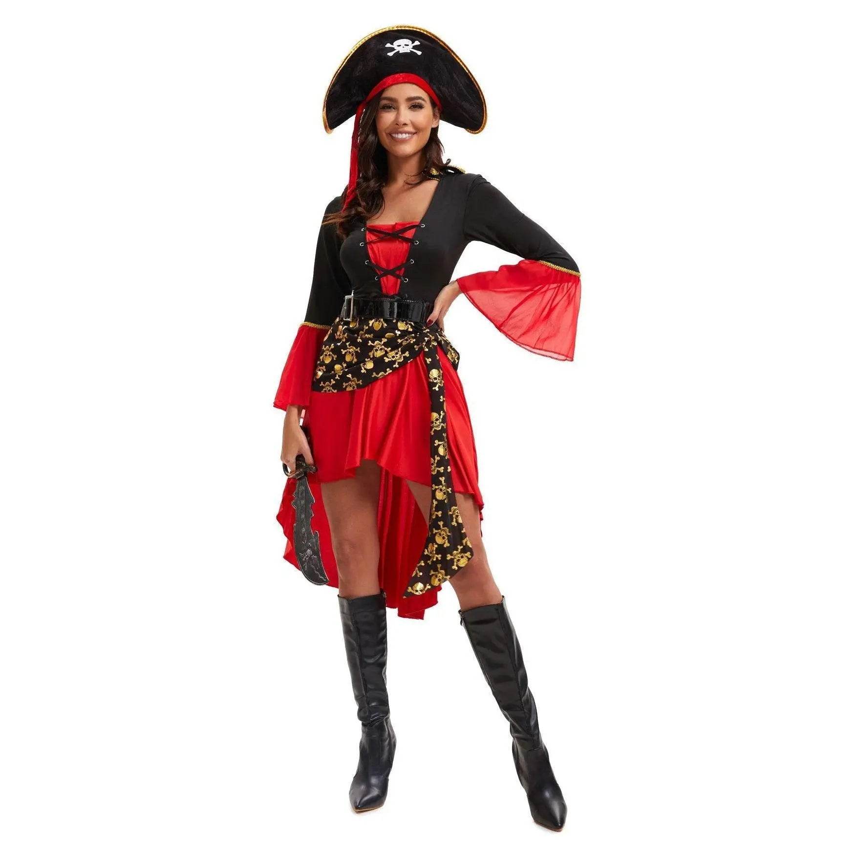 Pirate Outfit Vintage Cosplay Costume Carnival Halloween For Female - Azufun