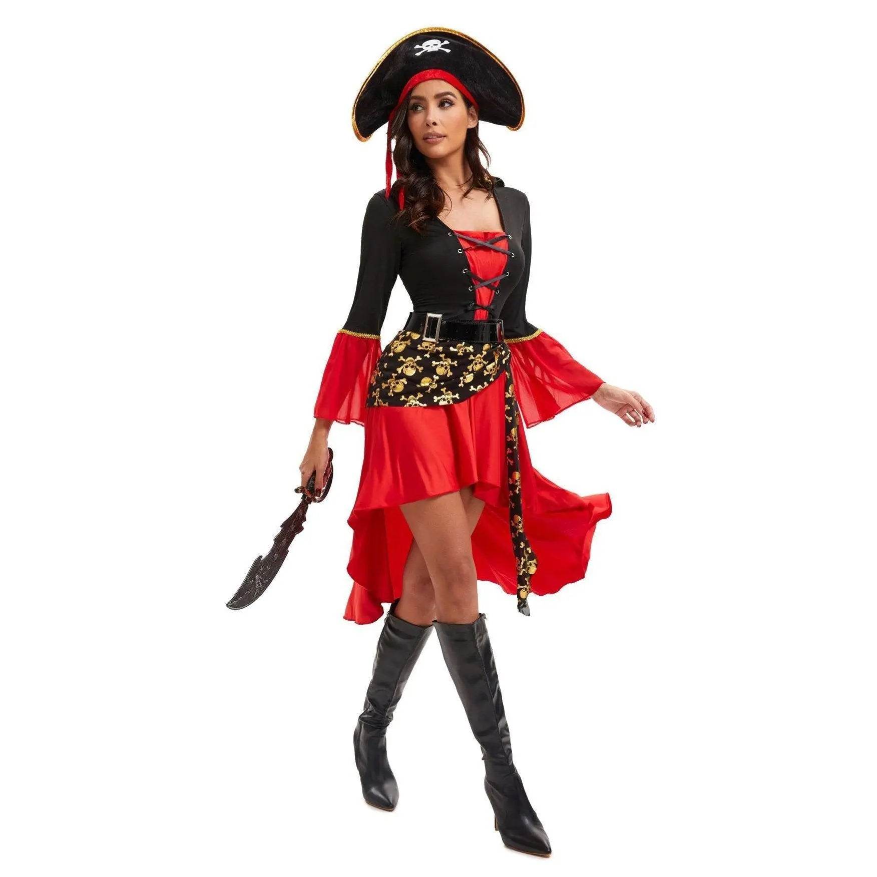 Pirate Outfit Vintage Cosplay Costume Carnival Halloween For Female - Azufun
