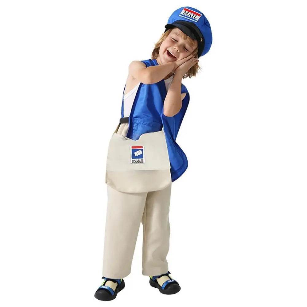 Postman Courier Uniform Kids Party Suit Cosplay Costumes Halloween - Azufun