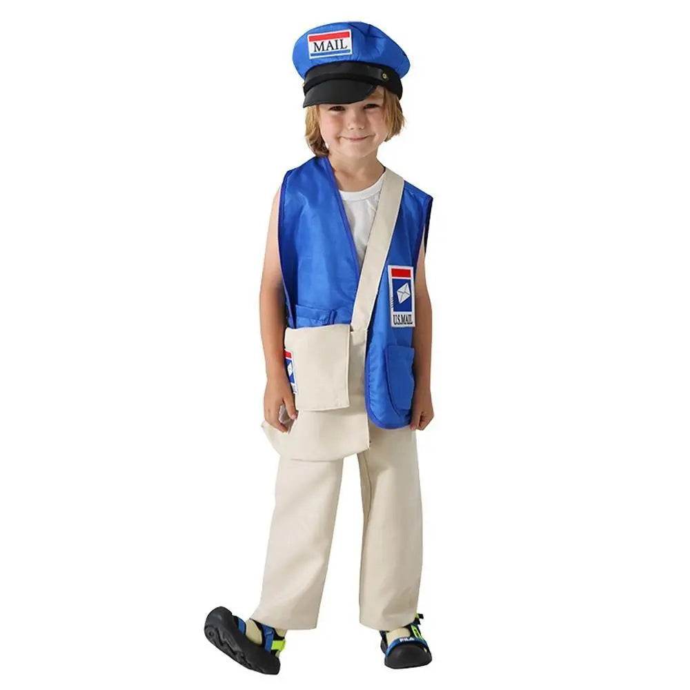 Postman Courier Uniform Kids Party Suit Cosplay Costumes Halloween - Azufun