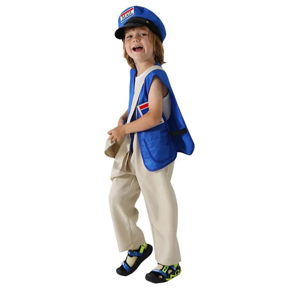 Postman Courier Uniform Kids Party Suit Cosplay Costumes Halloween - Azufun