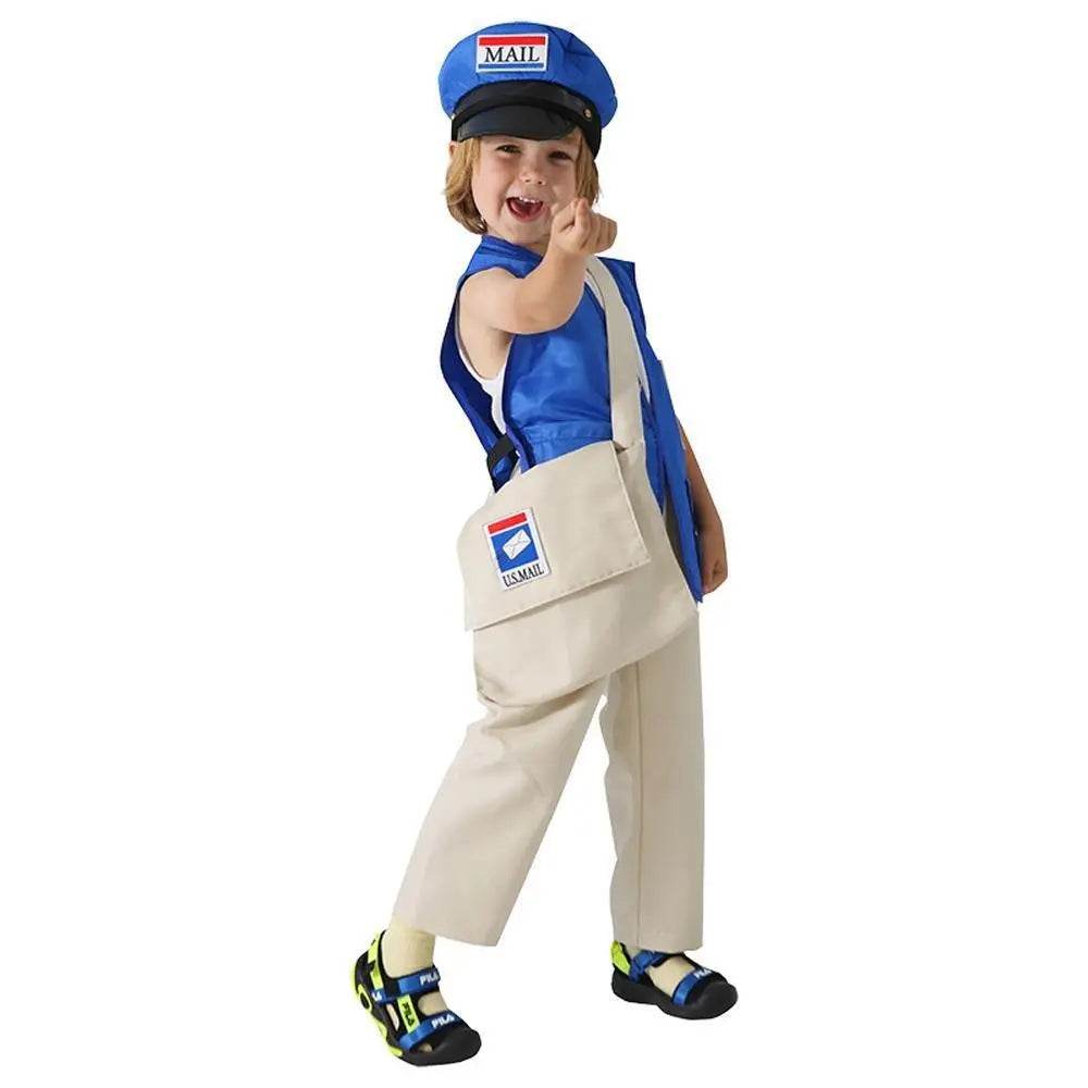 Postman Courier Uniform Kids Party Suit Cosplay Costumes Halloween - Azufun