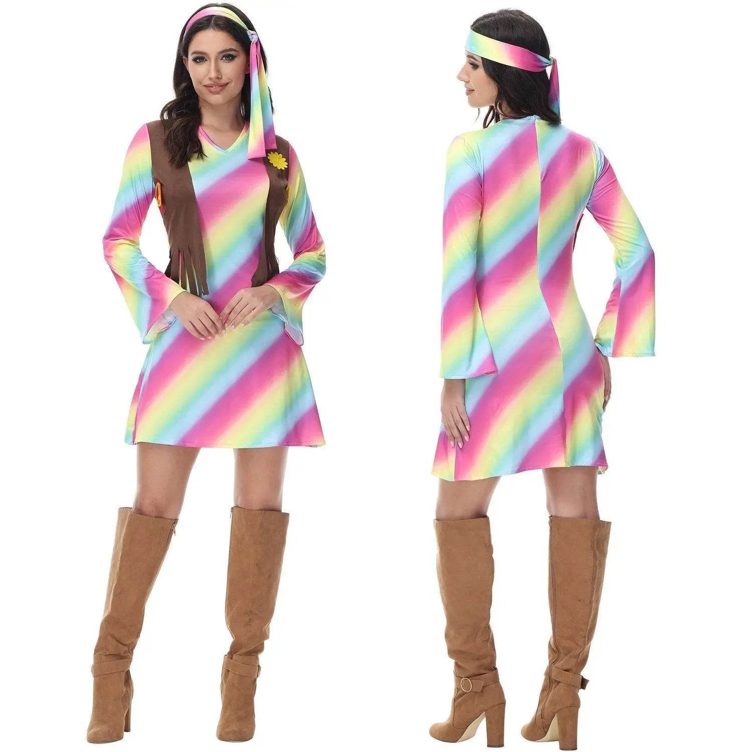 Retro Disco 80s Costumes Vintage Cosplay Halloween Outfit Fancy Dress - Azufun