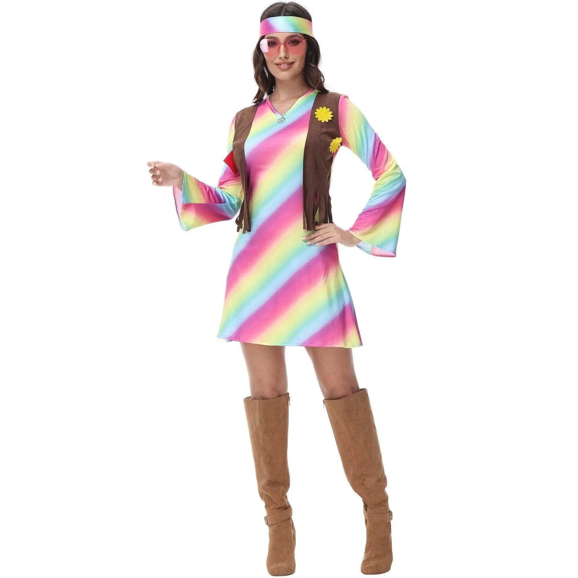 Retro Disco 80s Costumes Vintage Cosplay Halloween Outfit Fancy Dress - Azufun
