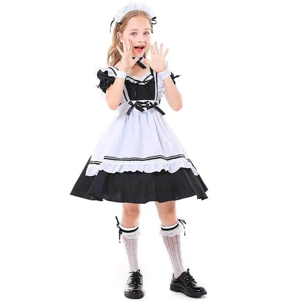 Role maid Costumes Kids playing black and white maid suit - Azufun
