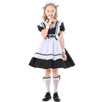 Role maid Costumes Kids playing black and white maid suit - Azufun