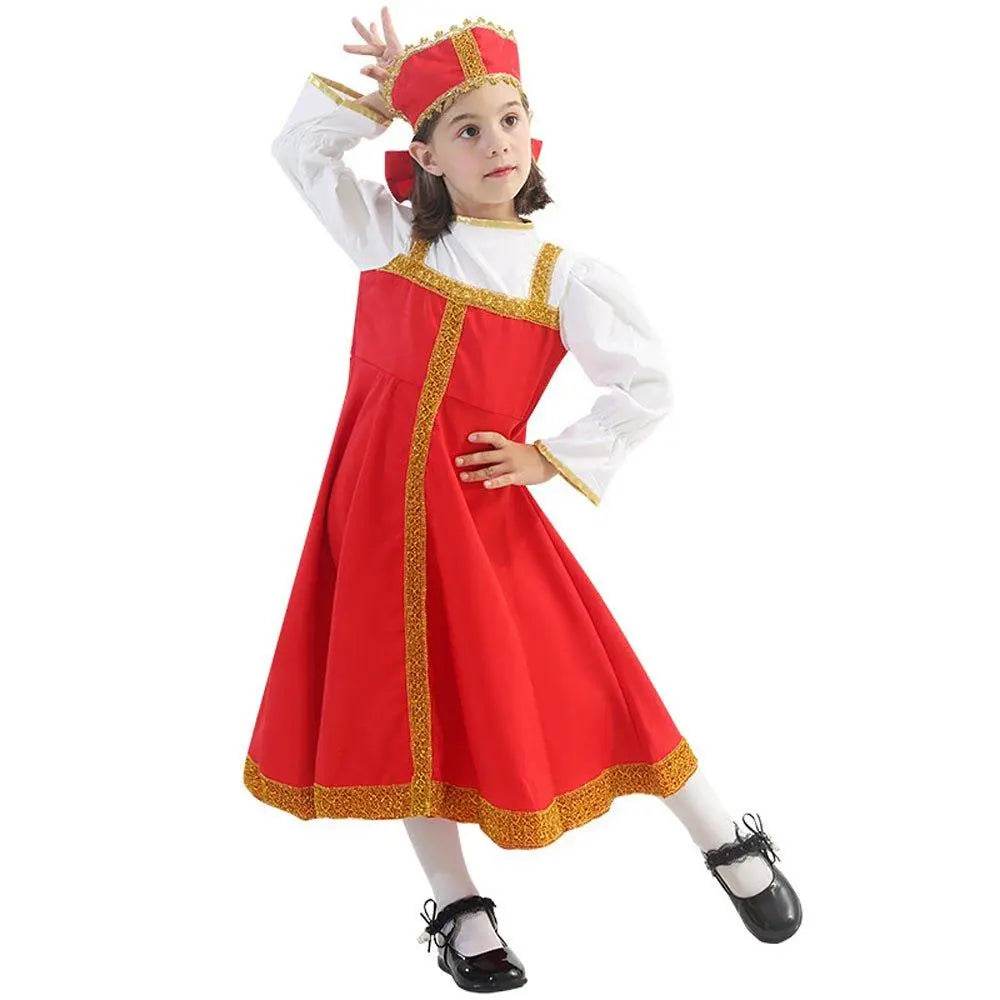 Russian Girls Cosplay Costume Ethnic Dress Halloween National Oufit Dresses Stage Performances - Azufun