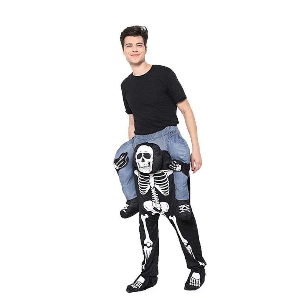 Skeleton Cosplay Costume Skull Shoulder Carry Halloween Party Stage Outfit Dress Up for Adults - Azufun