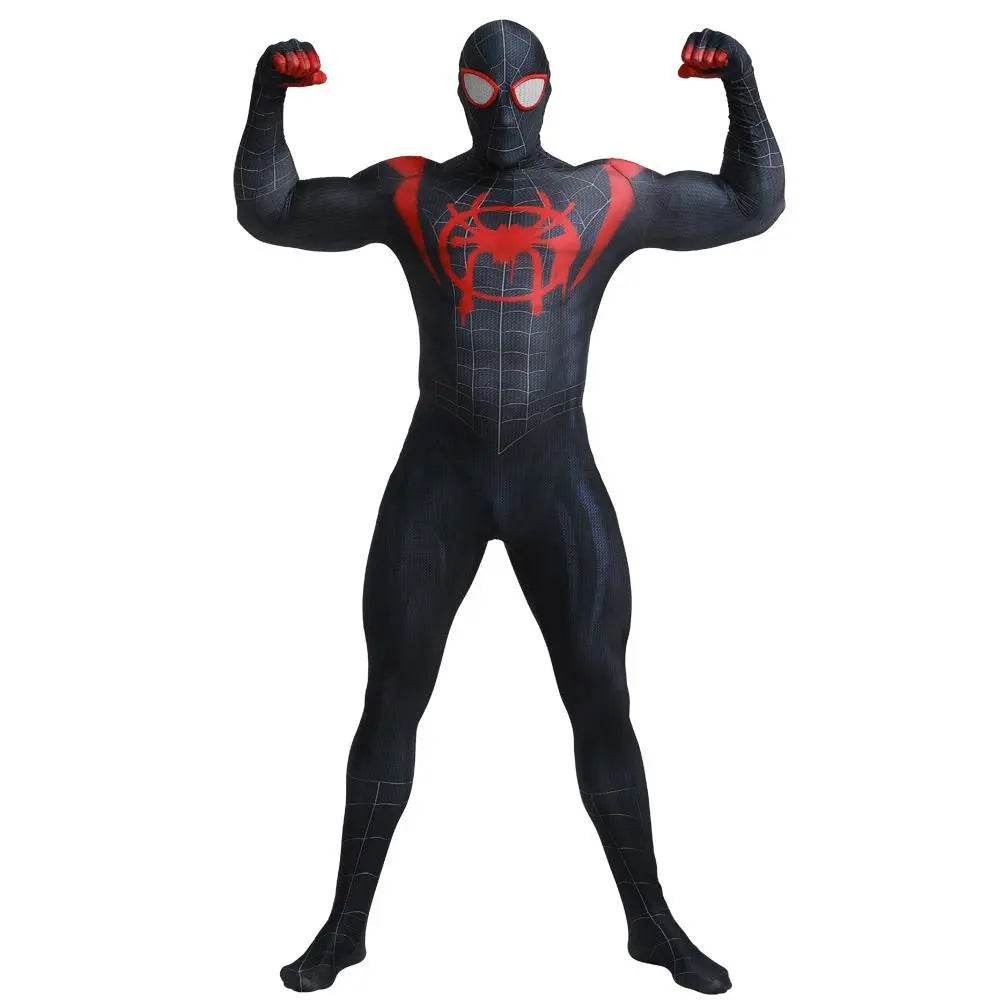 Spider-Man Into the Spider-Verse Miles Morales Costume Adults Cosplay Party Jumpsuit Halloween - Azufun