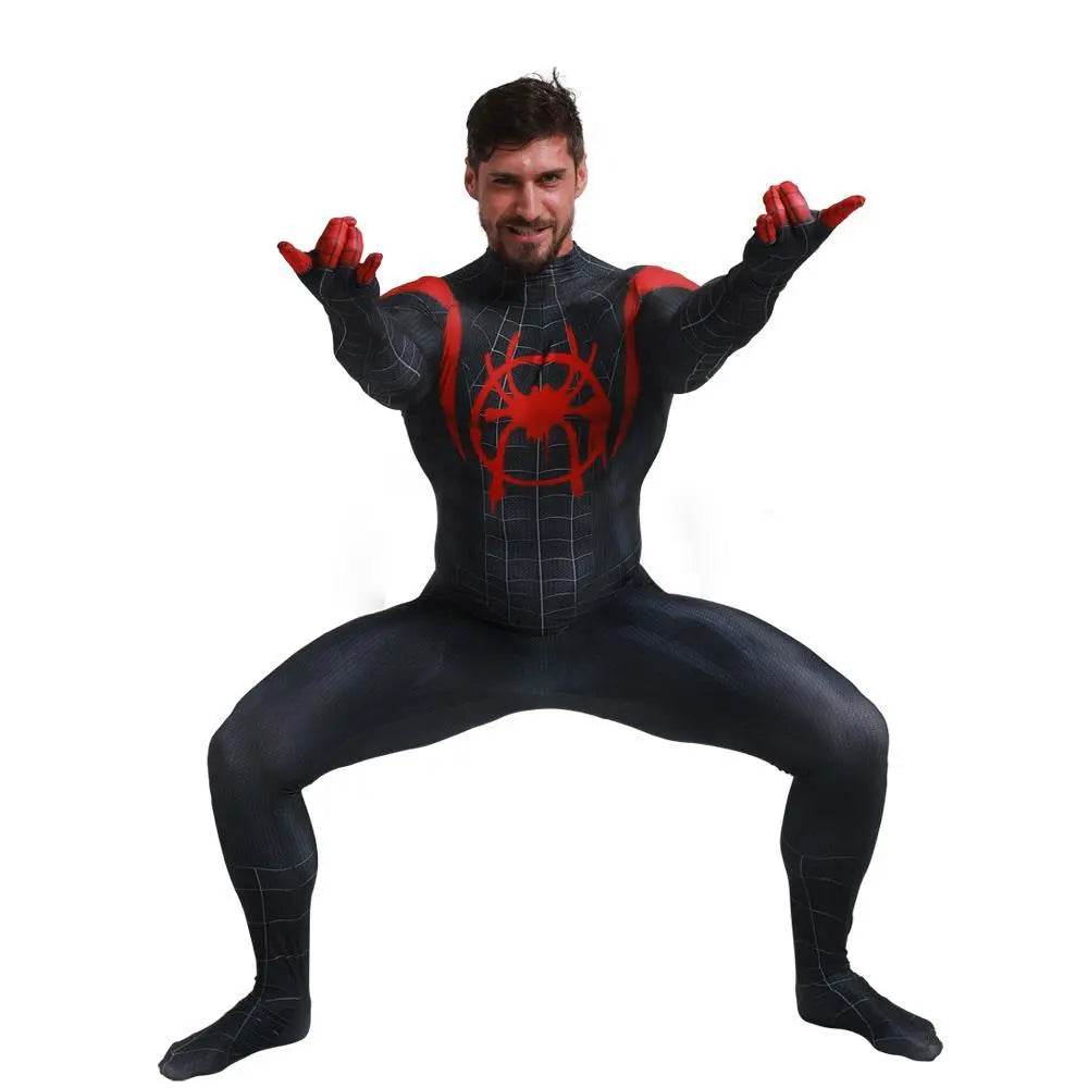 Spider-Man Into the Spider-Verse Miles Morales Costume Adults Cosplay Party Jumpsuit Halloween - Azufun