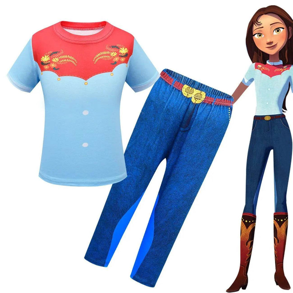 Spirit Lucky Costumes Sets Short Sleeve Trousers Two Piece Set for Girls - Azufun