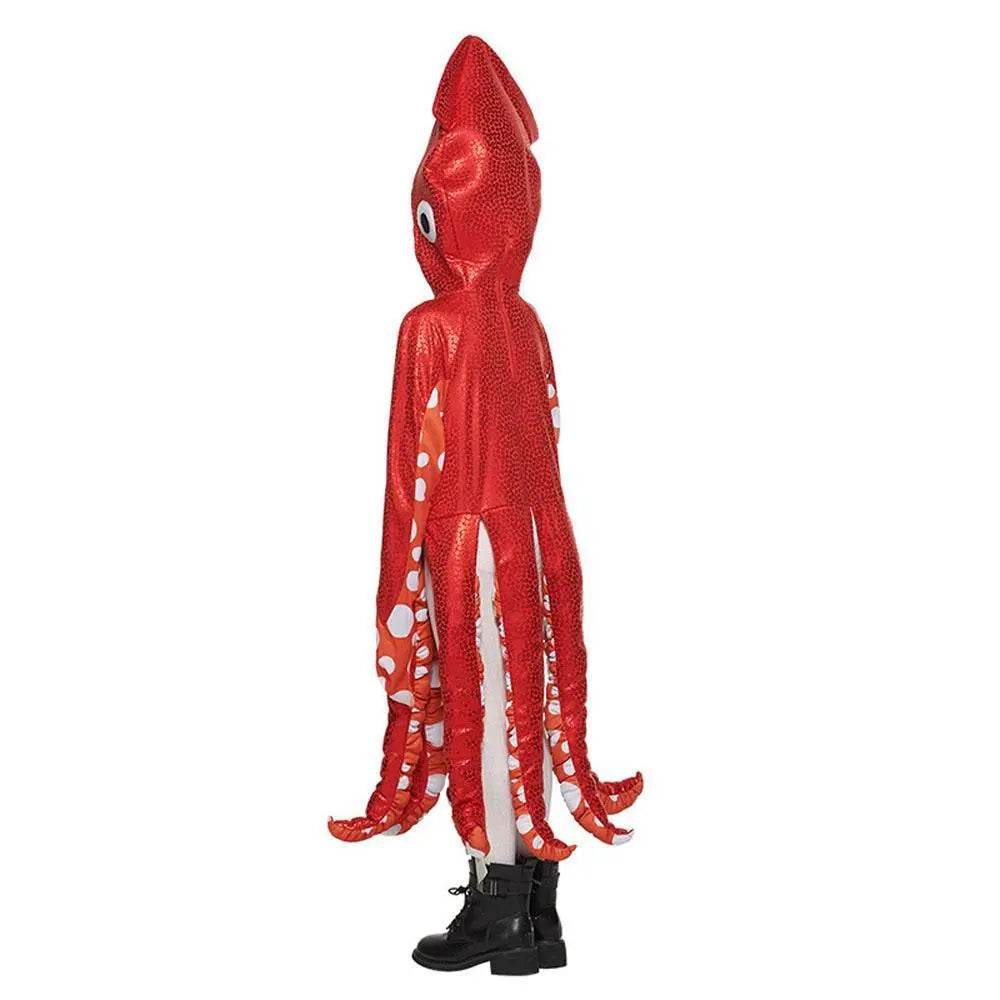 Squid Costume Red Leggings Jumpsuit Marine Life Cosplay Halloween Christmas School Party for Kids - Azufun