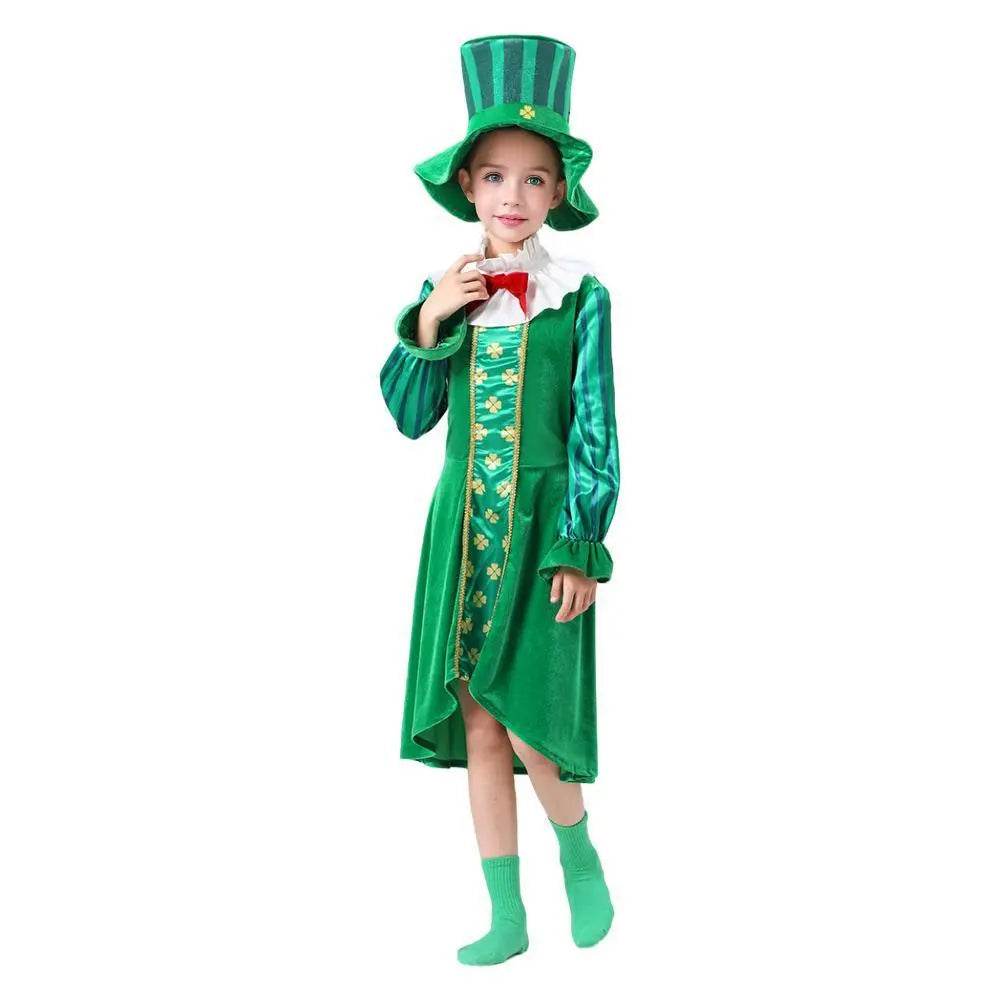 St Patrick's Day Kids Green Dress Party Cosplay Costume Carnival Suit - Azufun