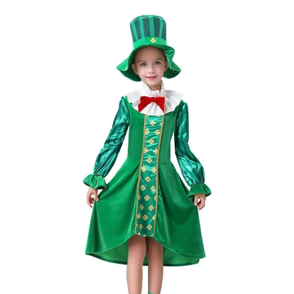 St Patrick's Day Kids Green Dress Party Cosplay Costume Carnival Suit - Azufun