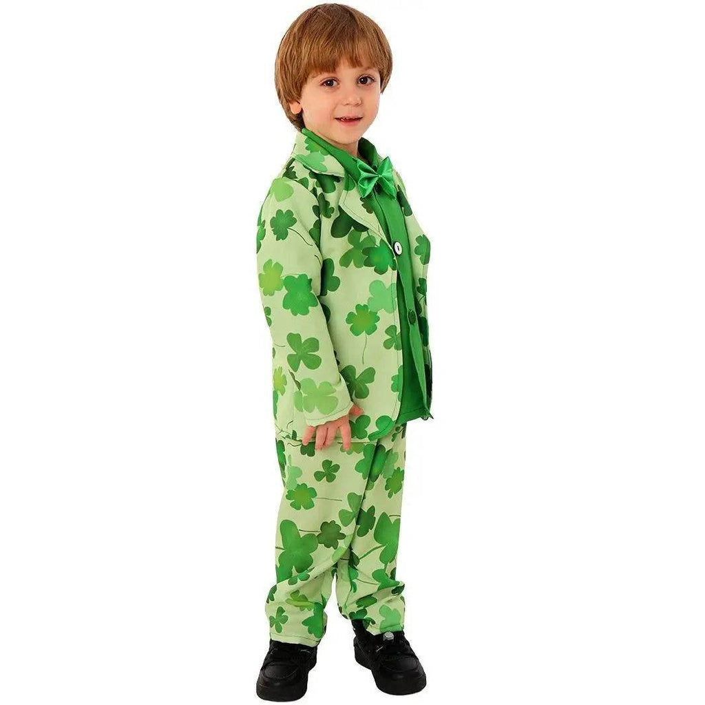 St. Patrick's Day Four Leaf Clover Kids Party Suit Cosplay Costumes - Azufun