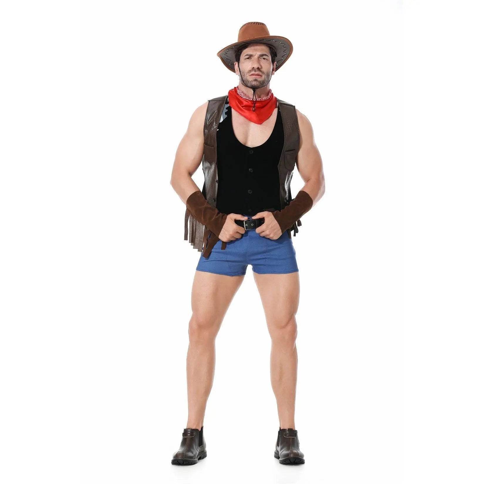 Stag Do Party Fancy Dress Costume Western Cowboy for Men - Azufun