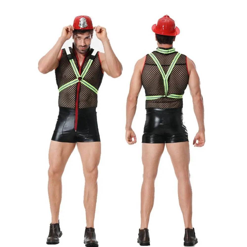 Stag Do Party Fancy Dress Firemen Costume Outfit for Men Clubwear Party - Azufun