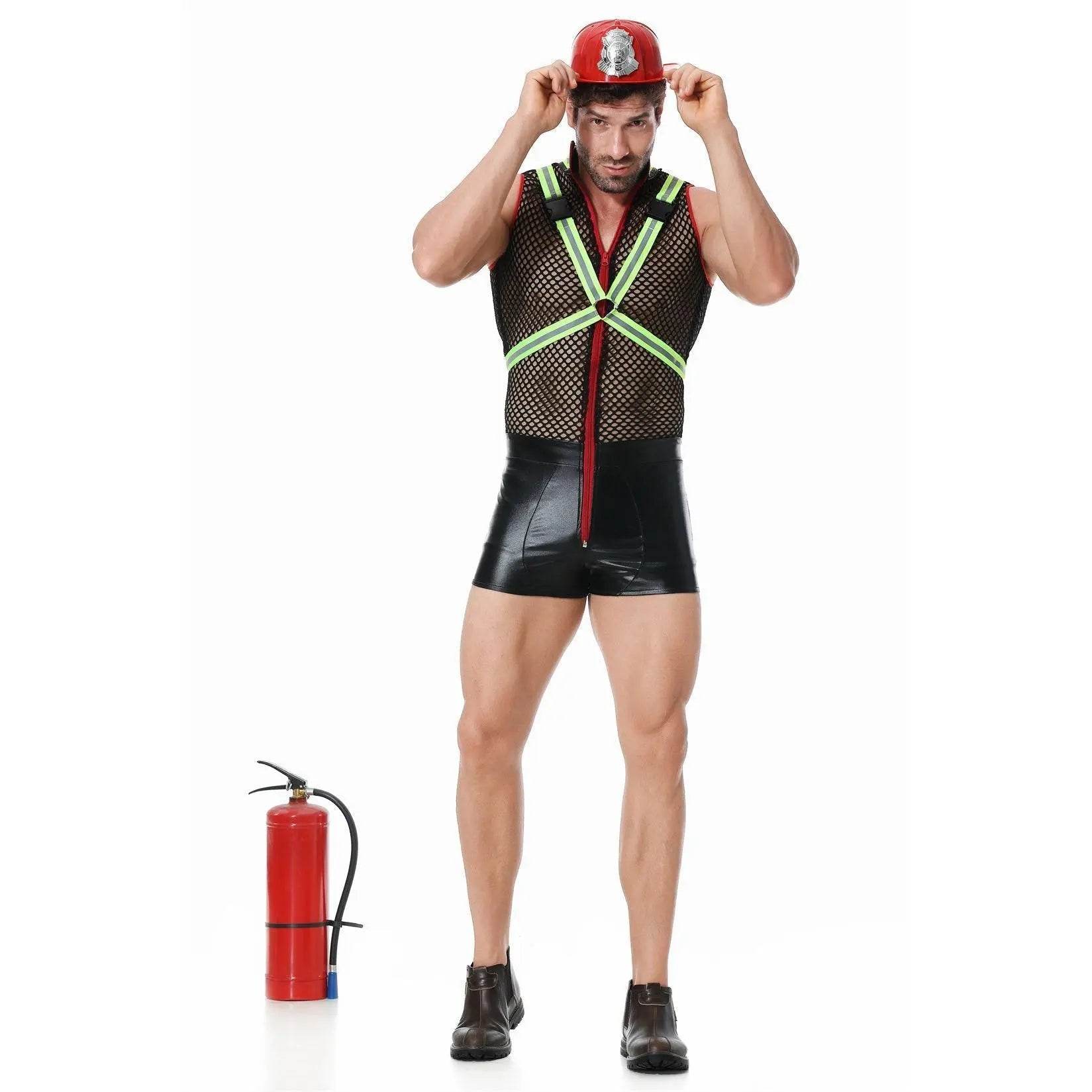 Stag Do Party Fancy Dress Firemen Costume Outfit for Men Clubwear Party - Azufun