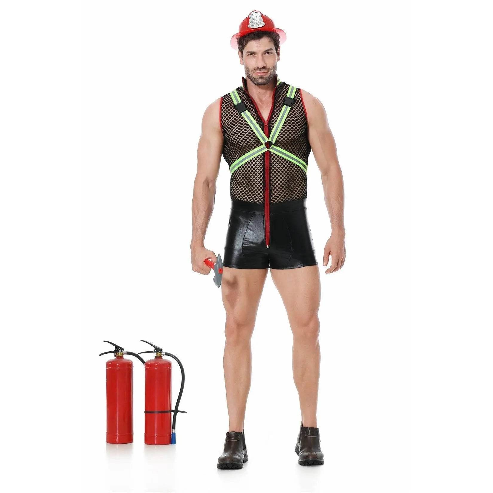 Stag Do Party Fancy Dress Firemen Costume Outfit for Men Clubwear Party - Azufun