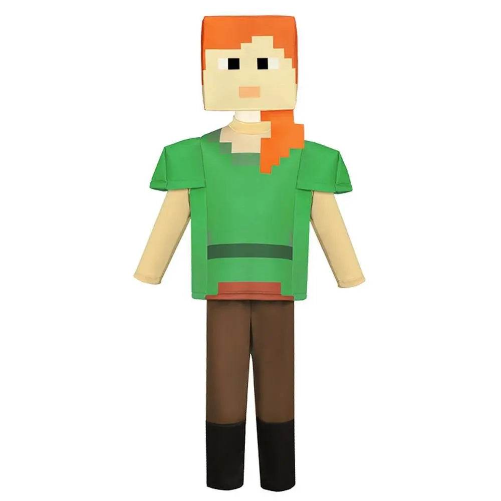 Steve Costume Minecraft Herobrine Notch Alex Cosplay Stage Game Costumes Suits For Kids - Azufun