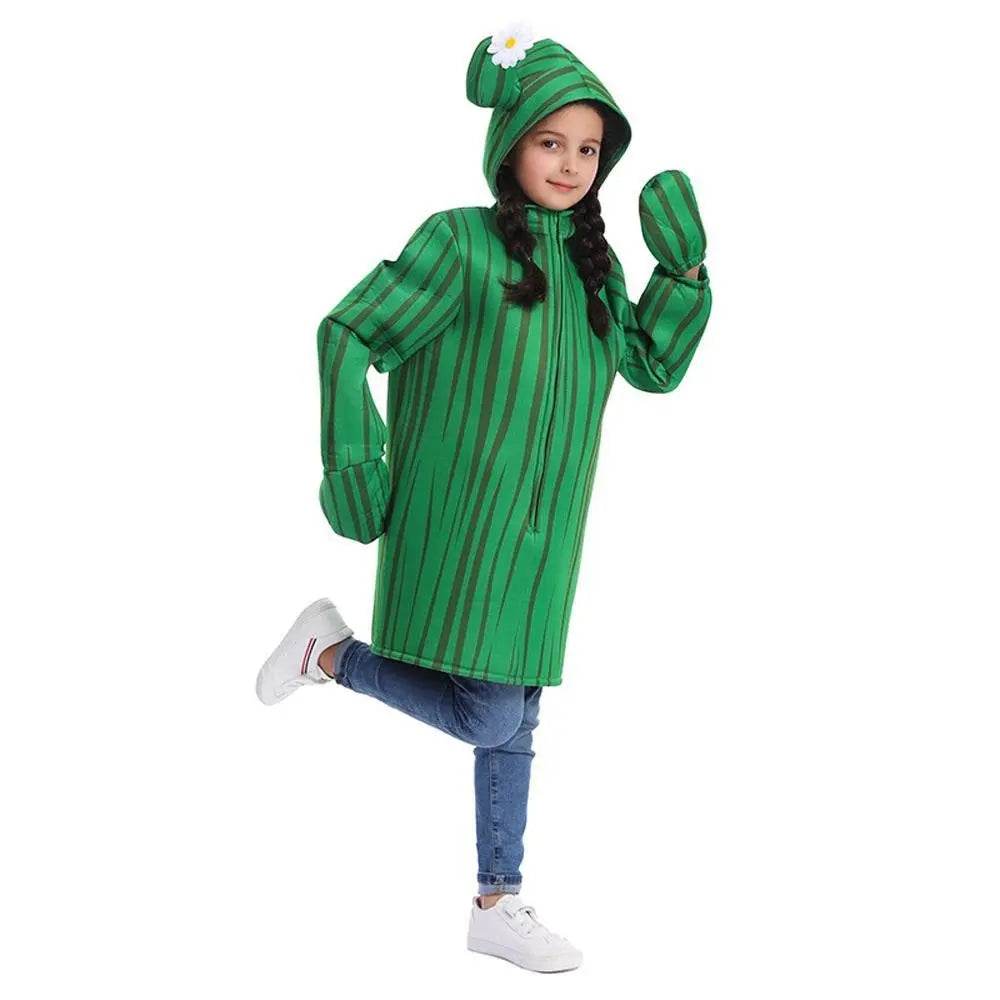 Unisex Kids Cactus Costume Cosplay Halloween Party Dress Up Plant Jumpsuit - Azufun