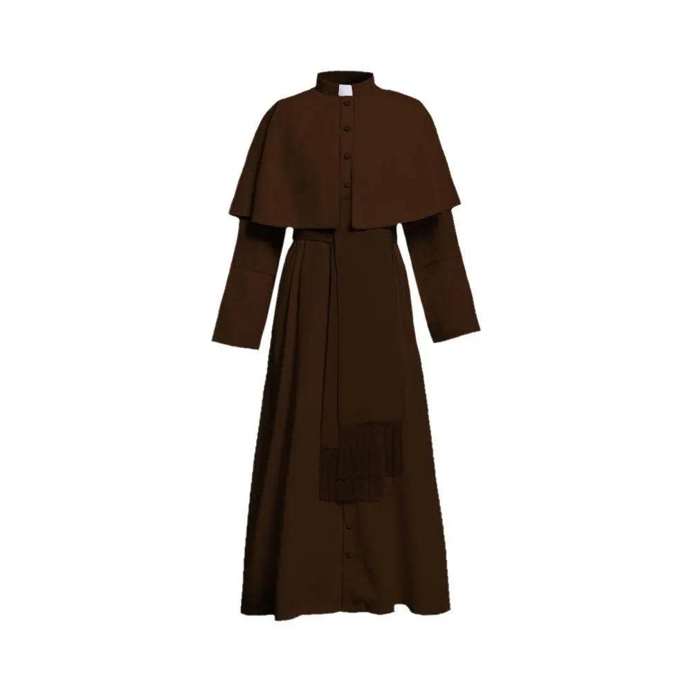 Unisex Men Solid Long Father Vicar Fancy Medieval Priest Costumes Cosplay Party Props - Azufun