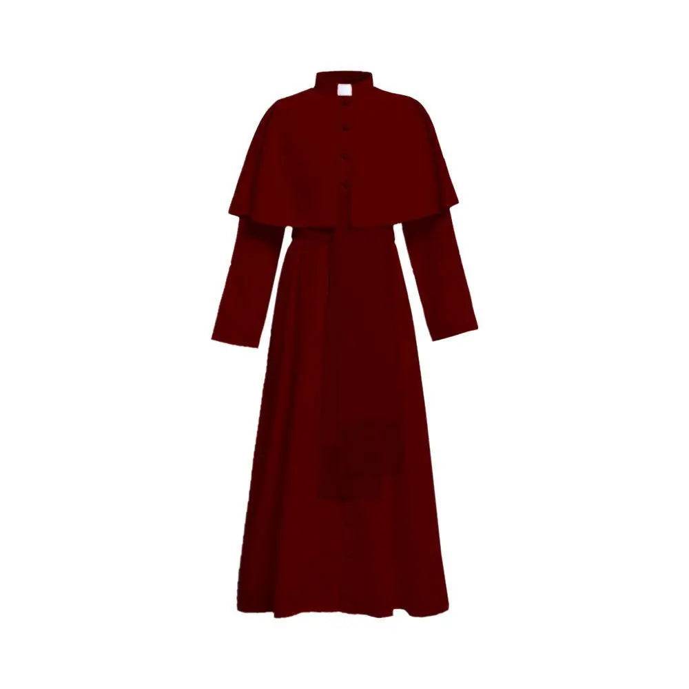 Unisex Men Solid Long Father Vicar Fancy Medieval Priest Costumes Cosplay Party Props - Azufun