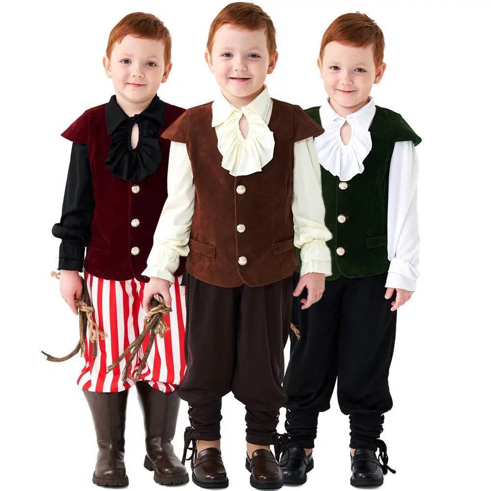Vampire renaissance victorian pirate costume knight Children Halloween carnival for kids - Azufun