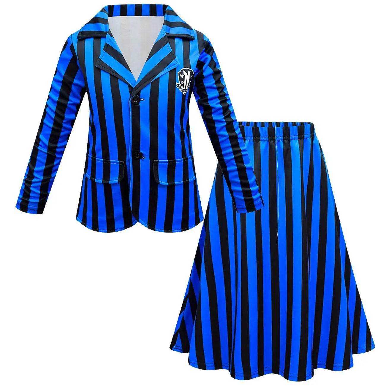 Wednesday Costume The Addams Family Cosplay Long Sleeve suit skirt For Kids - Azufun