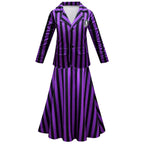 Wednesday Costume The Addams Family Cosplay Long Sleeve suit skirt For Kids - Azufun