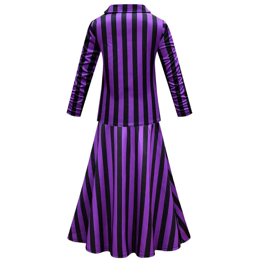 Wednesday Costume The Addams Family Cosplay Long Sleeve suit skirt For Kids - Azufun