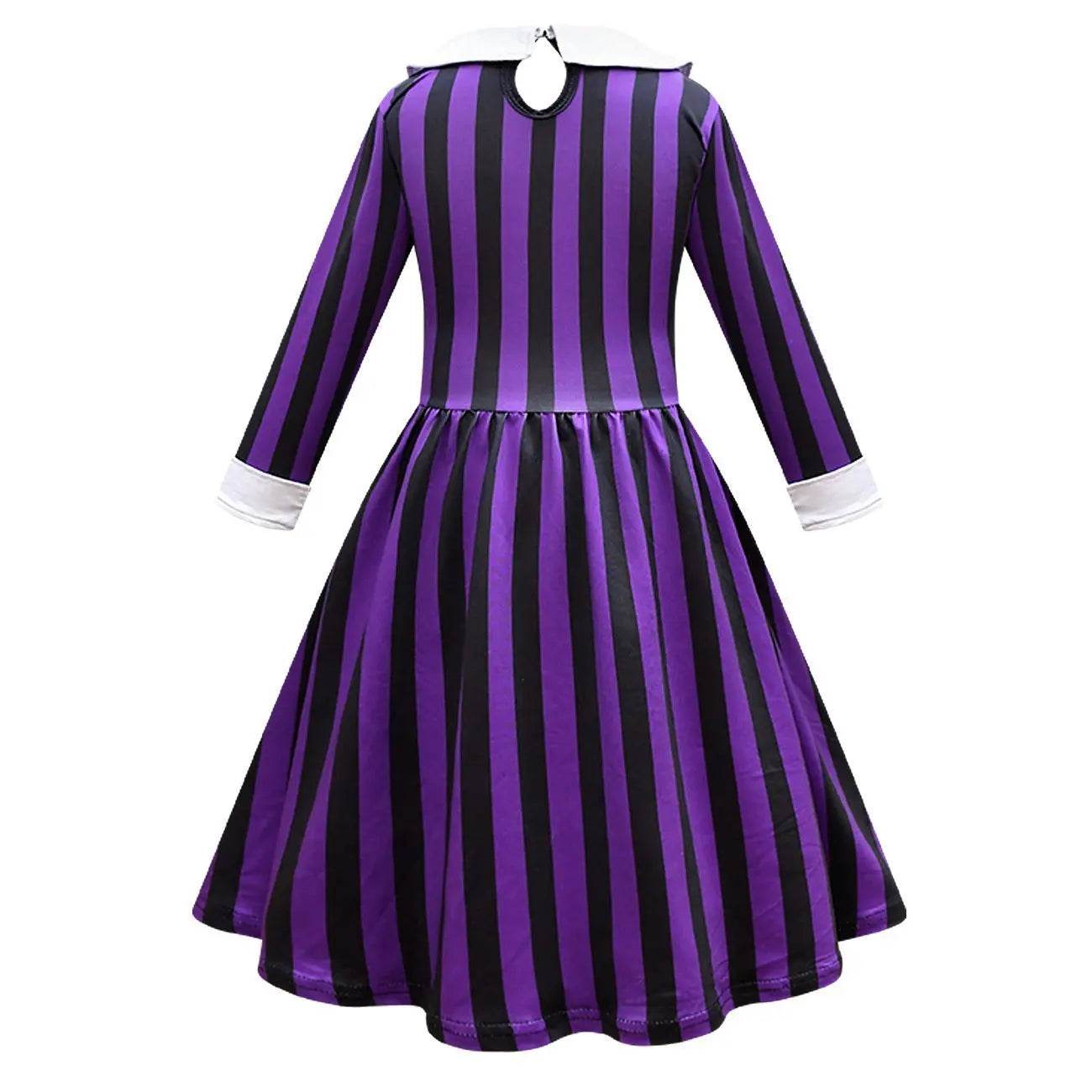 Wednesday Costume The Addams Family Cosplay Striped Dress For Kids - Azufun