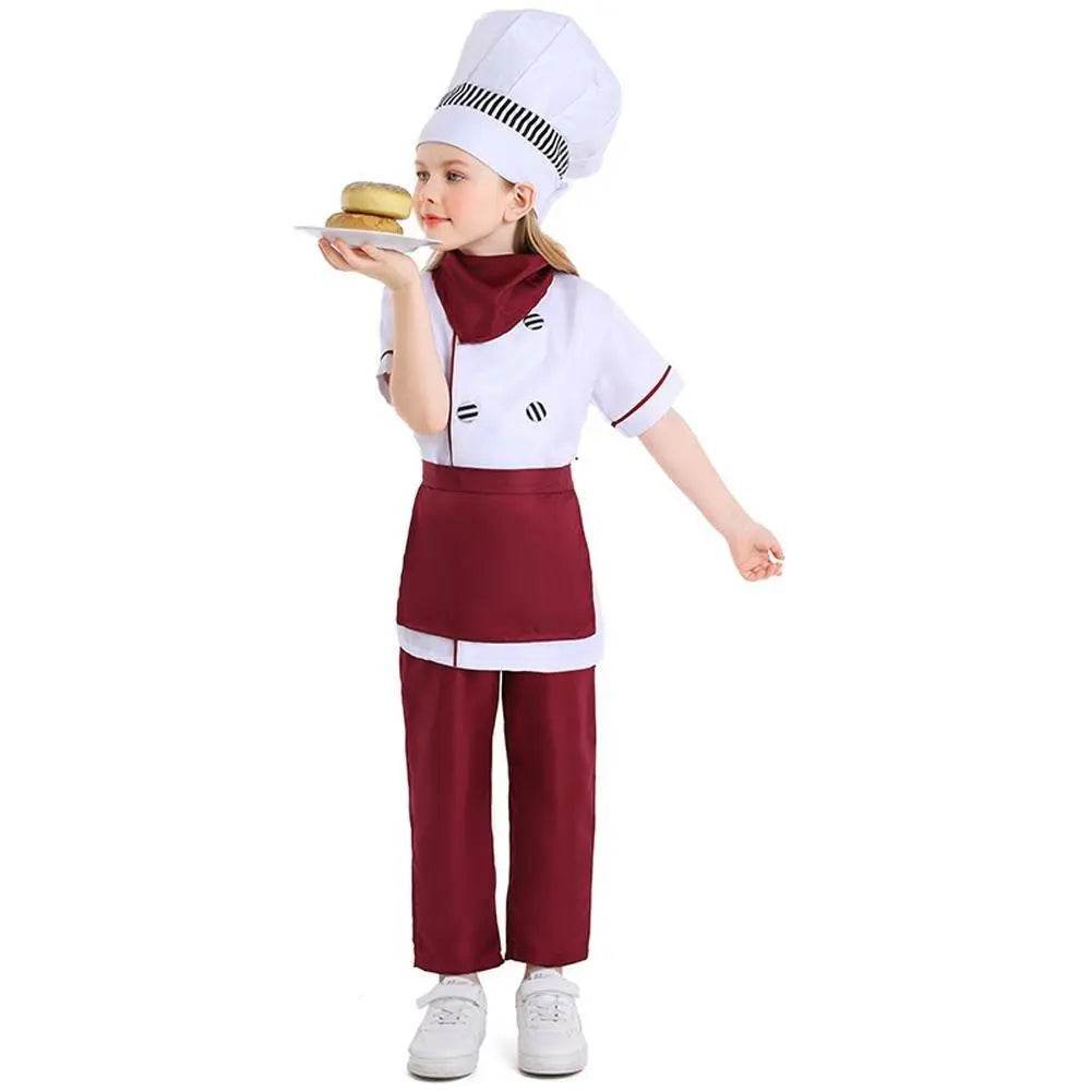 Western pastry chef costume for Kids Apron and Hat Set Cooking Baking - Azufun
