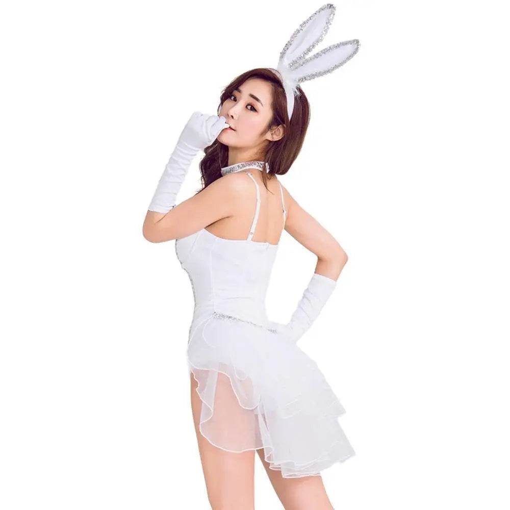 White Rabbit Costumes Bunny girl stage Halloween Cosplay for Adult - Azufun