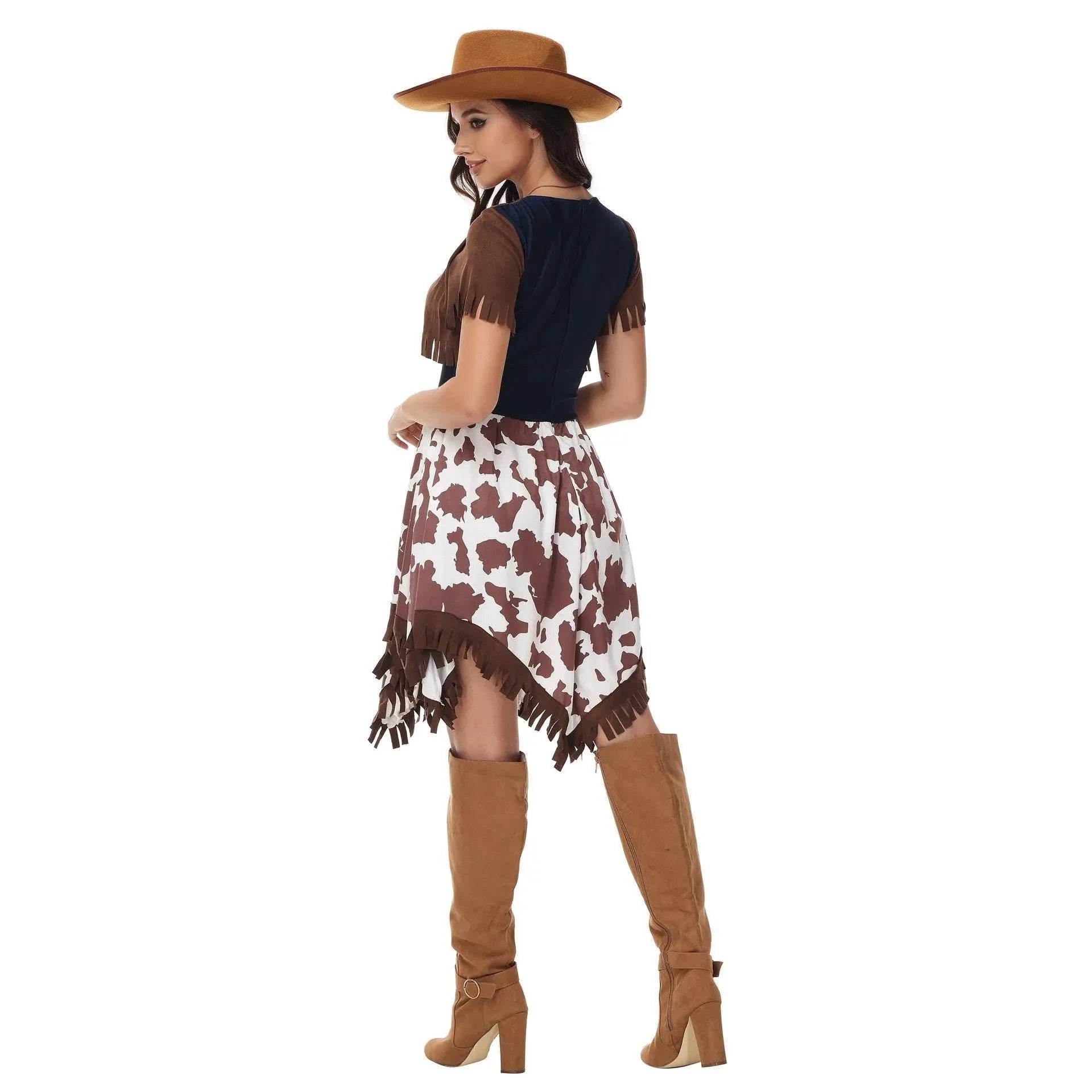 Wild west fancy western cowboy costume women's One Piece dress stage - Azufun