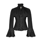 Women's Lolita Palace Retro Blouse Long Bell Sleeve Ruffled Shirt - Azufun