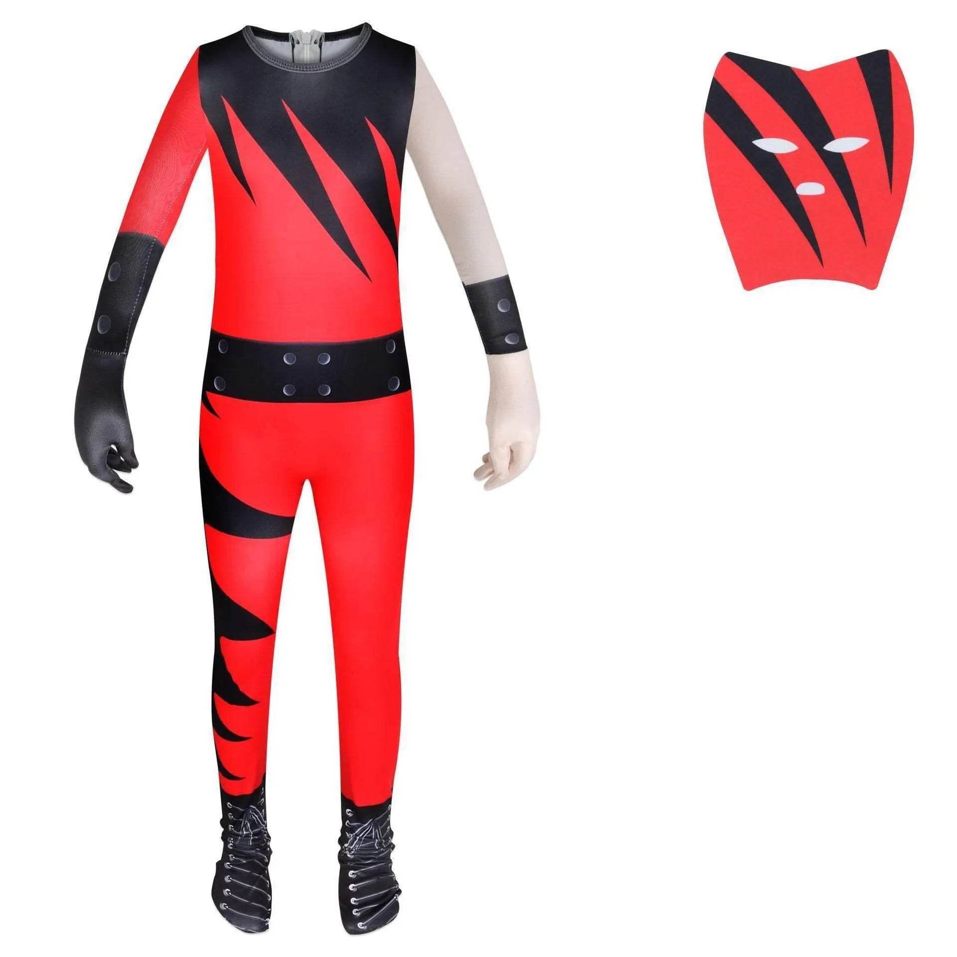 Wrestler Kane Cosplay Costume Jumpsuit Romper Outfit Stage Performance Party Halloween for Kids Boys - Azufun