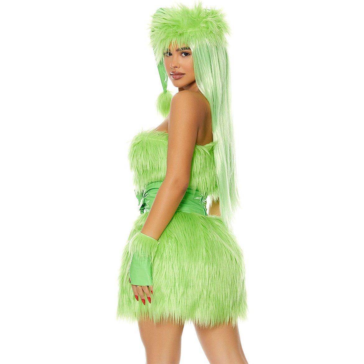 Adult The Grinch Costume Dress with Gloves for Halloween Christmas - Azufun