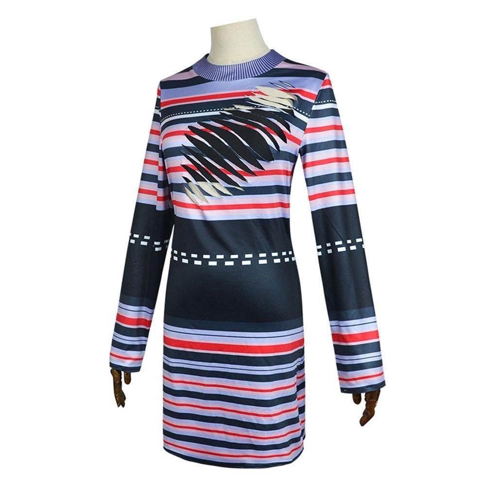 Astrid Deetz Costume Ball Dress Beetlejuice Skirt Striped Dress For Women Halloween - Azufun