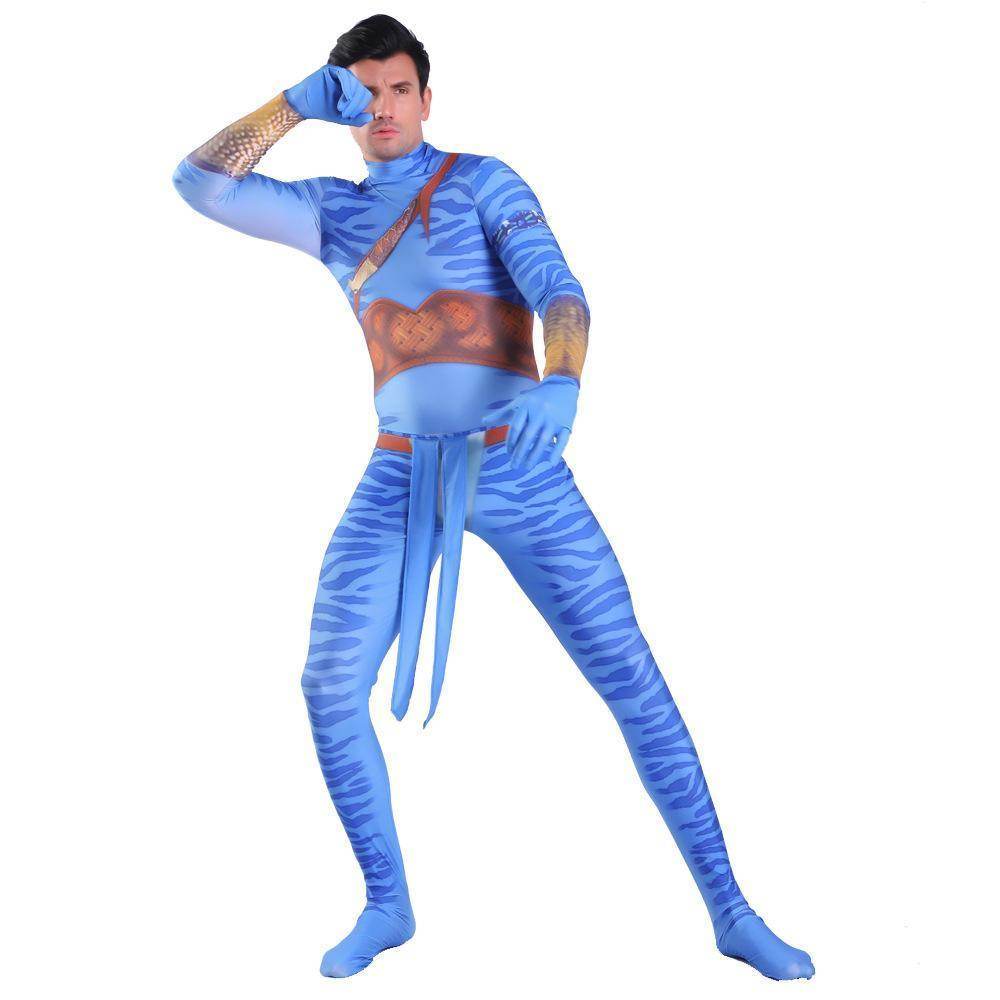 Avatar 2 Neytiri Battle Costume Tail Suit Unisex Jumpsuit Halloween Cosplay Zentai Bodysuit for Adult Kids - Azufun